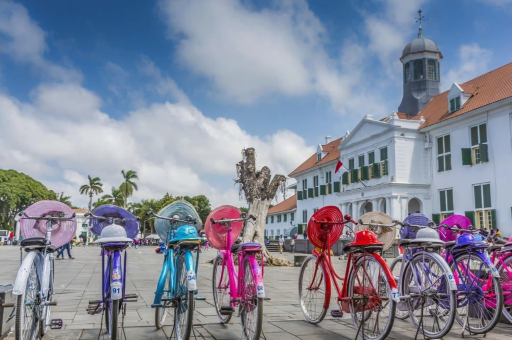 Rental bikes at the Central Square of the Old Town, Jakarta.