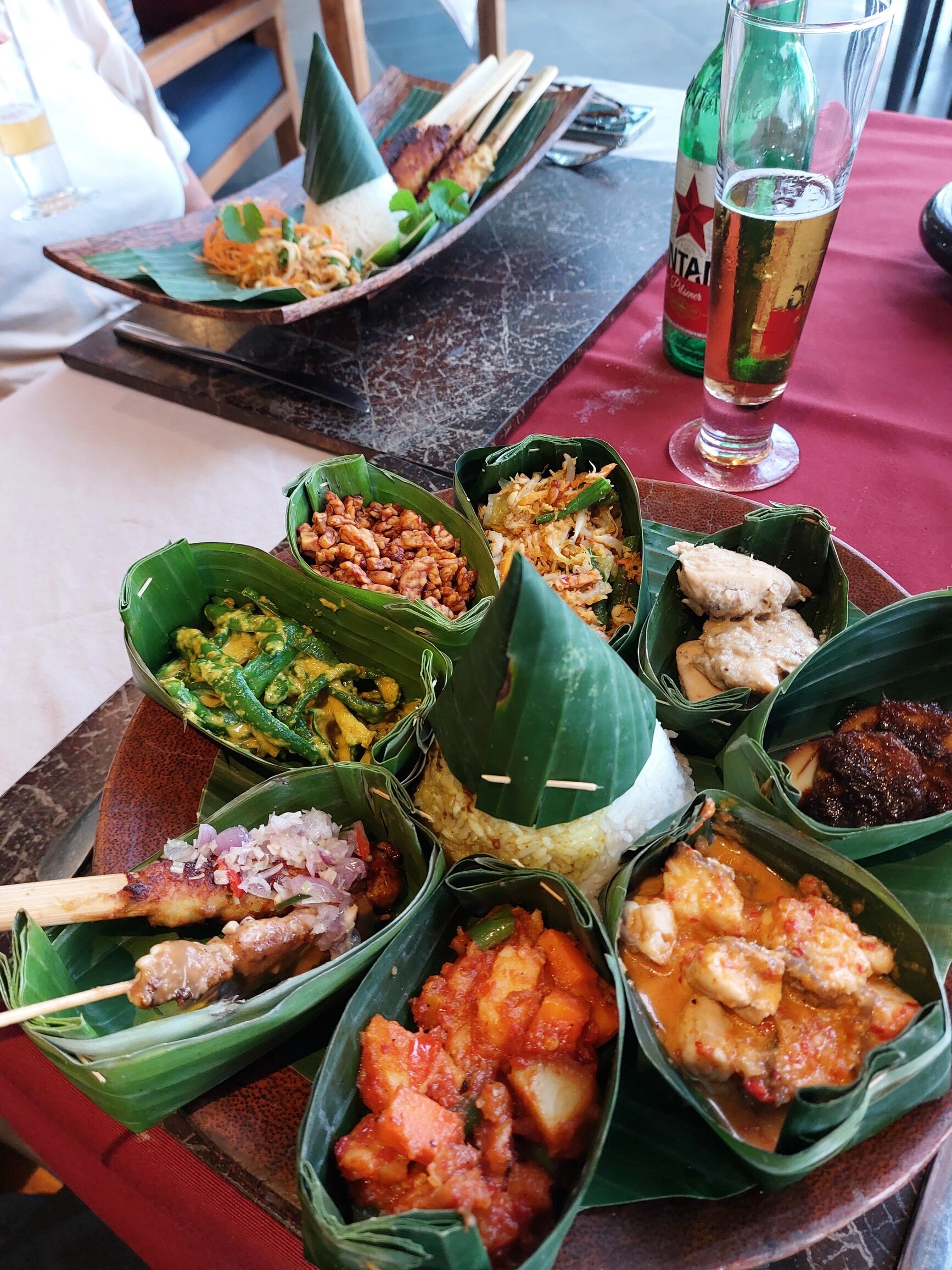 A Balinese "rijsttafel" at the Kelapa Retreat & Spa, Pekutatan, Bali, Indonesia.