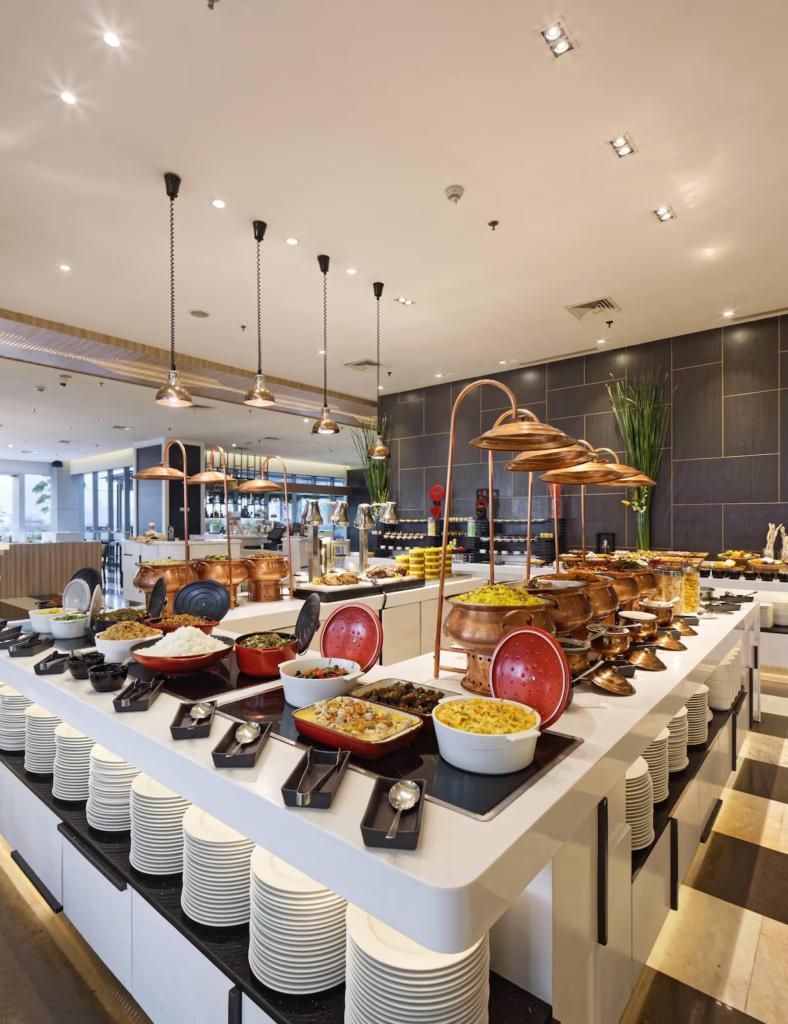 Restaurant of Vertu Hotel Harmoni in Jakarta. Breakfast buffet!